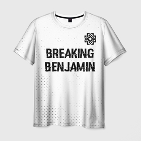 Мужская футболка 3D с принтом Breaking Benjamin glitch на светлом фоне: символ сверху в Екатеринбурге, 100% полиэфир | прямой крой, круглый вырез горловины, длина до линии бедер | 