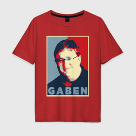 Мужская футболка хлопок Oversize с принтом Gaben в Кировске, 100% хлопок | свободный крой, круглый ворот, “спинка” длиннее передней части | Тематика изображения на принте: 