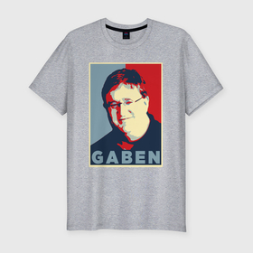 Мужская футболка хлопок Slim с принтом Gaben в Кировске, 92% хлопок, 8% лайкра | приталенный силуэт, круглый вырез ворота, длина до линии бедра, короткий рукав | Тематика изображения на принте: 