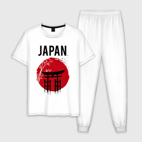 Мужская пижама хлопок с принтом Japan red sun в Белгороде, 100% хлопок | брюки и футболка прямого кроя, без карманов, на брюках мягкая резинка на поясе и по низу штанин
 | 