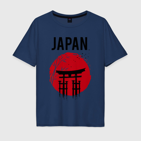 Мужская футболка хлопок Oversize с принтом Japan red sun в Белгороде, 100% хлопок | свободный крой, круглый ворот, “спинка” длиннее передней части | 