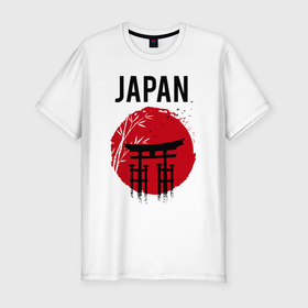 Мужская футболка хлопок Slim с принтом Japan red sun в Белгороде, 92% хлопок, 8% лайкра | приталенный силуэт, круглый вырез ворота, длина до линии бедра, короткий рукав | 