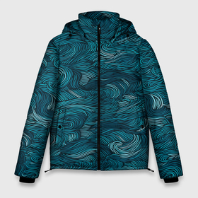 Мужская зимняя куртка 3D с принтом Темные абстрактные волны в Новосибирске, верх — 100% полиэстер; подкладка — 100% полиэстер; утеплитель — 100% полиэстер | длина ниже бедра, свободный силуэт Оверсайз. Есть воротник-стойка, отстегивающийся капюшон и ветрозащитная планка. 

Боковые карманы с листочкой на кнопках и внутренний карман на молнии. | Тематика изображения на принте: 