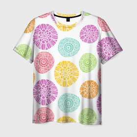 Мужская футболка 3D с принтом Pattern flowers в Екатеринбурге, 100% полиэфир | прямой крой, круглый вырез горловины, длина до линии бедер | Тематика изображения на принте: 