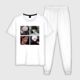 Мужская пижама хлопок с принтом Юдзи Сатору Мегуми Тоге в Курске, 100% хлопок | брюки и футболка прямого кроя, без карманов, на брюках мягкая резинка на поясе и по низу штанин
 | 