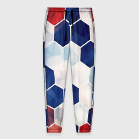 Мужские брюки 3D с принтом Плиты белые синие красные в Белгороде, 100% полиэстер | манжеты по низу, эластичный пояс регулируется шнурком, по бокам два кармана без застежек, внутренняя часть кармана из мелкой сетки | 