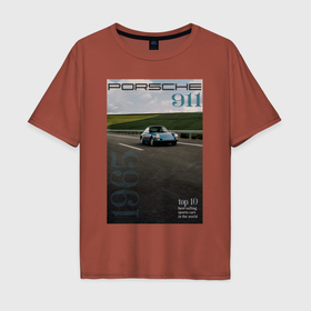 Мужская футболка хлопок Oversize с принтом Обложка журнала Porsche 911 в Санкт-Петербурге, 100% хлопок | свободный крой, круглый ворот, “спинка” длиннее передней части | 