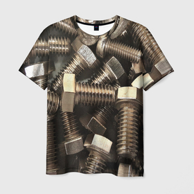 Мужская футболка 3D с принтом Болты в Кировске, 100% полиэфир | прямой крой, круглый вырез горловины, длина до линии бедер | 