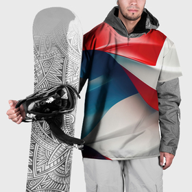 Накидка на куртку 3D с принтом Белые синие красные объемные волны в Белгороде, 100% полиэстер |  | Тематика изображения на принте: 