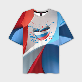 Мужская футболка oversize 3D с принтом Сердце в цветах флага России в Тюмени,  |  | Тематика изображения на принте: 