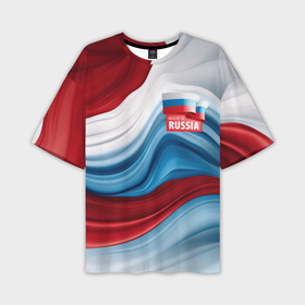 Мужская футболка oversize 3D с принтом Флаг  России абстракт в Санкт-Петербурге,  |  | Тематика изображения на принте: 