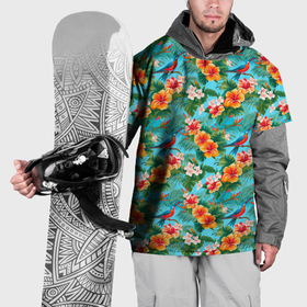 Накидка на куртку 3D с принтом Яркие гавайские цветочки в Санкт-Петербурге, 100% полиэстер |  | Тематика изображения на принте: 