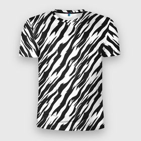 Мужская футболка 3D Slim с принтом Полосатая шкура зебры в Новосибирске, 100% полиэстер с улучшенными характеристиками | приталенный силуэт, круглая горловина, широкие плечи, сужается к линии бедра | Тематика изображения на принте: 