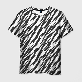 Мужская футболка 3D с принтом Полосатая шкура зебры в Екатеринбурге, 100% полиэфир | прямой крой, круглый вырез горловины, длина до линии бедер | 