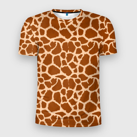 Мужская футболка 3D Slim с принтом Шкура Жирафа   Giraffe в Екатеринбурге, 100% полиэстер с улучшенными характеристиками | приталенный силуэт, круглая горловина, широкие плечи, сужается к линии бедра | 