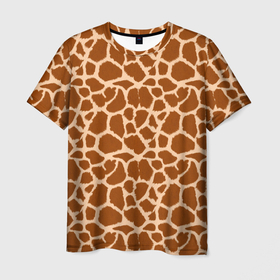 Мужская футболка 3D с принтом Шкура Жирафа   Giraffe в Санкт-Петербурге, 100% полиэфир | прямой крой, круглый вырез горловины, длина до линии бедер | 