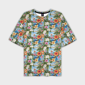 Мужская футболка oversize 3D с принтом Гавайские цветочки паттерн в Курске,  |  | 