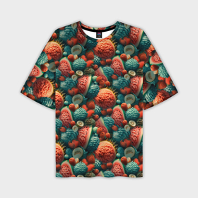 Мужская футболка oversize 3D с принтом Тропические фрукты паттерн в Тюмени,  |  | Тематика изображения на принте: 