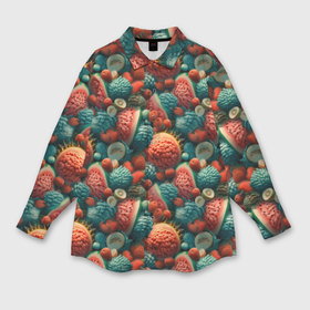 Мужская рубашка oversize 3D с принтом Тропические фрукты паттерн в Тюмени,  |  | Тематика изображения на принте: 