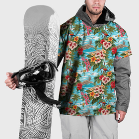 Накидка на куртку 3D с принтом Разноцветные  гавайские цветы в Тюмени, 100% полиэстер |  | 