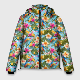 Мужская зимняя куртка 3D с принтом Разноцветные  цветочки  гавайские в Тюмени, верх — 100% полиэстер; подкладка — 100% полиэстер; утеплитель — 100% полиэстер | длина ниже бедра, свободный силуэт Оверсайз. Есть воротник-стойка, отстегивающийся капюшон и ветрозащитная планка. 

Боковые карманы с листочкой на кнопках и внутренний карман на молнии. | 