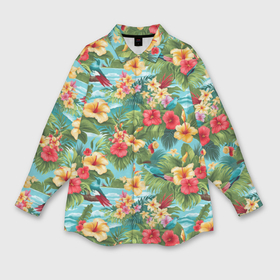 Мужская рубашка oversize 3D с принтом Летние гавайские цветочки в Петрозаводске,  |  | 