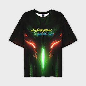 Мужская футболка oversize 3D с принтом Киберпанк 2077 призрачная свобода зеленое свечение в Санкт-Петербурге,  |  | 