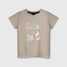 Детская футболка хлопок с принтом Звездное шоу единорожки в Курске, 100% хлопок | круглый вырез горловины, полуприлегающий силуэт, длина до линии бедер | 