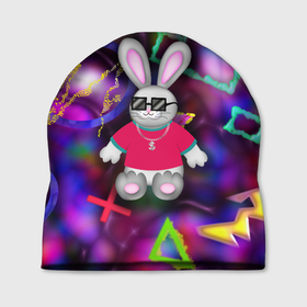 Шапка 3D с принтом Кролик в футболке в Курске, 100% полиэстер | универсальный размер, печать по всей поверхности изделия | 