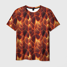 Мужская футболка 3D с принтом Огненная мозаичная текстура в Белгороде, 100% полиэфир | прямой крой, круглый вырез горловины, длина до линии бедер | 