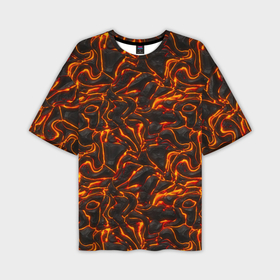 Мужская футболка oversize 3D с принтом Огненная лава ,  |  | Тематика изображения на принте: 