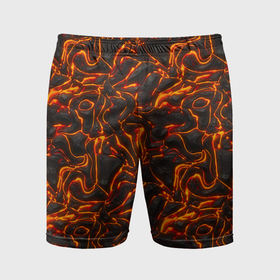 Мужские шорты спортивные с принтом Огненная лава ,  |  | Тематика изображения на принте: 