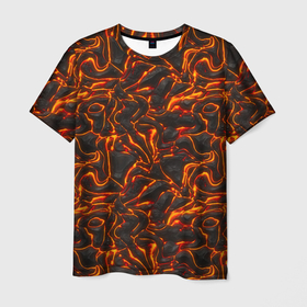 Мужская футболка 3D с принтом Огненная лава в Белгороде, 100% полиэфир | прямой крой, круглый вырез горловины, длина до линии бедер | 