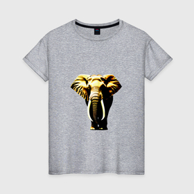 Женская футболка хлопок с принтом Саванный слон в Кировске, 100% хлопок | прямой крой, круглый вырез горловины, длина до линии бедер, слегка спущенное плечо | 