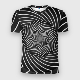 Мужская футболка 3D Slim с принтом Оптическая иллюзия изогнутые линии в Кировске, 100% полиэстер с улучшенными характеристиками | приталенный силуэт, круглая горловина, широкие плечи, сужается к линии бедра | 