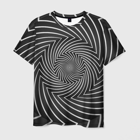 Мужская футболка 3D с принтом Оптическая иллюзия изогнутые линии в Кировске, 100% полиэфир | прямой крой, круглый вырез горловины, длина до линии бедер | 
