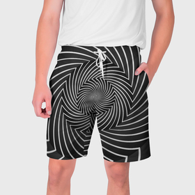Мужские шорты 3D с принтом Оптическая иллюзия изогнутые линии в Кировске,  полиэстер 100% | прямой крой, два кармана без застежек по бокам. Мягкая трикотажная резинка на поясе, внутри которой широкие завязки. Длина чуть выше колен | 