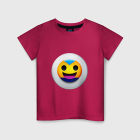 Детская футболка хлопок с принтом Смеющийся смайлик в Санкт-Петербурге, 100% хлопок | круглый вырез горловины, полуприлегающий силуэт, длина до линии бедер | 