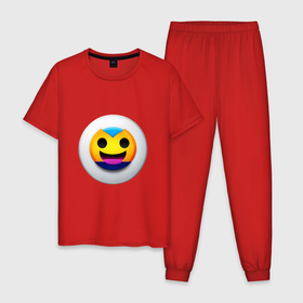 Мужская пижама хлопок с принтом Смеющийся смайлик в Тюмени, 100% хлопок | брюки и футболка прямого кроя, без карманов, на брюках мягкая резинка на поясе и по низу штанин
 | 