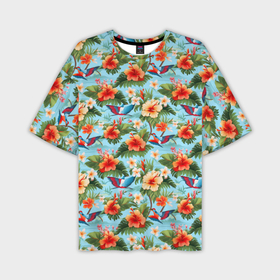 Мужская футболка oversize 3D с принтом Разные  гавайские  цветочки в Тюмени,  |  | 