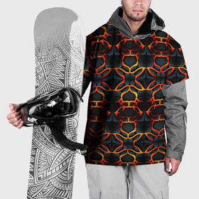 Накидка на куртку 3D с принтом Оранжевые неоновые объекты в Кировске, 100% полиэстер |  | 