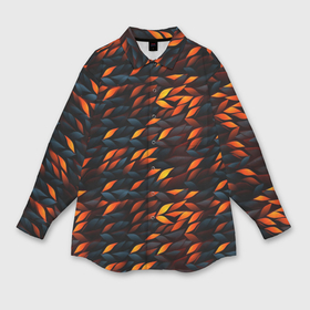 Мужская рубашка oversize 3D с принтом Black orange texture в Новосибирске,  |  | 