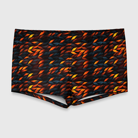 Мужские купальные плавки 3D с принтом Black orange texture в Екатеринбурге, Полиэстер 85%, Спандекс 15% |  | 