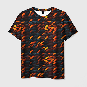 Мужская футболка 3D с принтом Black orange texture в Белгороде, 100% полиэфир | прямой крой, круглый вырез горловины, длина до линии бедер | 