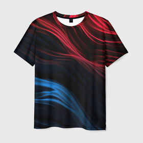 Мужская футболка 3D с принтом Blue  red black в Белгороде, 100% полиэфир | прямой крой, круглый вырез горловины, длина до линии бедер | 