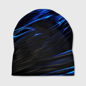 Шапка 3D с принтом Черные синие волны абстракция в Белгороде, 100% полиэстер | универсальный размер, печать по всей поверхности изделия | 