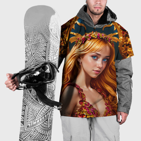 Накидка на куртку 3D с принтом Девушка и золотые ворота в Курске, 100% полиэстер |  | Тематика изображения на принте: 