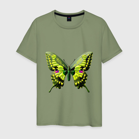 Мужская футболка хлопок с принтом Бабочка семейства парусников в Курске, 100% хлопок | прямой крой, круглый вырез горловины, длина до линии бедер, слегка спущенное плечо. | 
