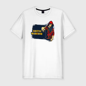 Мужская футболка хлопок Slim с принтом Ghetto Warriors Up Dark Red в Тюмени, 92% хлопок, 8% лайкра | приталенный силуэт, круглый вырез ворота, длина до линии бедра, короткий рукав | 