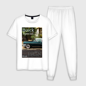 Мужская пижама хлопок с принтом Buick Special обложка журнала ретро в Белгороде, 100% хлопок | брюки и футболка прямого кроя, без карманов, на брюках мягкая резинка на поясе и по низу штанин
 | 